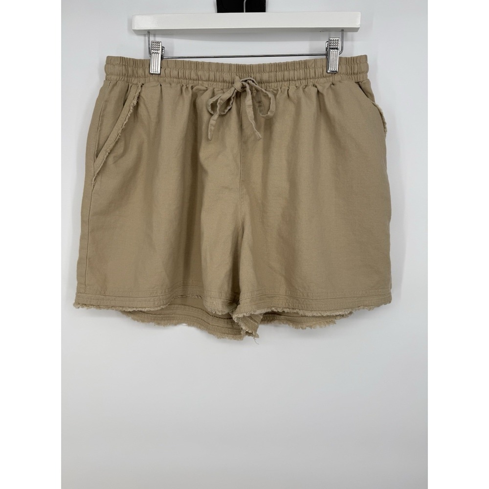 Cato Women's Khaki Shorts Drawstring Fringed Ends 18/20